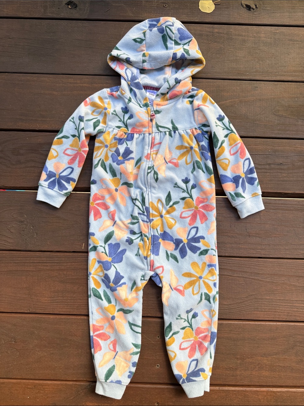 Carters - Flower Fleece Hooded One Piece